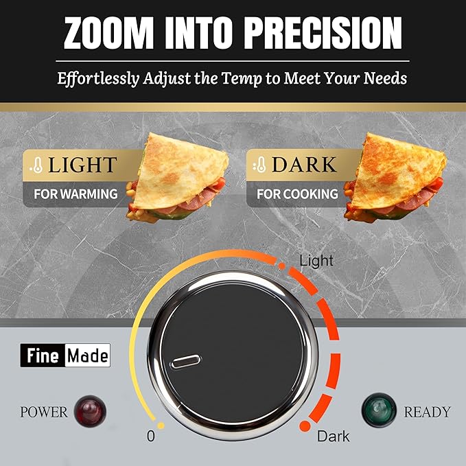 FineMade Electric Griddle Nonstick, Multi-Funtional Quesadilla Maker 10 Inch, Electric Grill Indoor, Pancake Griddle & Pan, Smokeless Indoor Grill, Non-stick Surface, Silver