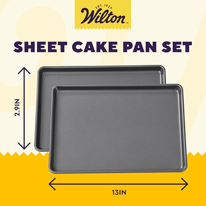 Wilton Easy Layers Sheet Cake Pan, Rectangle Sheet Pan, 2-Piece Baking Sheets Set, Steel (Pack of 4)