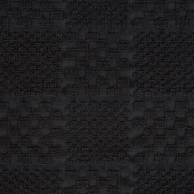 KitchenAid Quilted Cotton Terry Cloth Oven Mitt, Pot Holder, Kitchen Towel 4-Pack Set, Heat Resistant, Silicone Grip, Gift Set, Matte Black, 16"x26", 7"x13" & 7"x10"