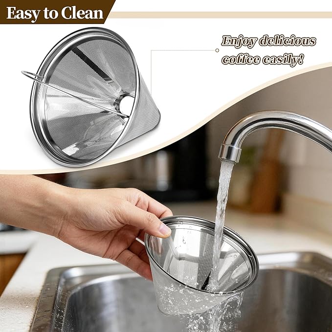 Coffee Filter Compatible with Cuisinart, Stainless Steel Coffee Filter Replacement for Cuisinart DCC 1200P1 3200NAS 3400NAS Coffee Machines - Coffee Maker Parts Reusable Coffee Filters # 4