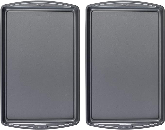 GoodCook Everday Nonstick Carbon Steel 17 x 11-Inch Baking Sheet Set, 2 Pack – Medium Sized Cooking Pans, Bakeware Set, Cookie Sheets for Baking, Oven Pan Set