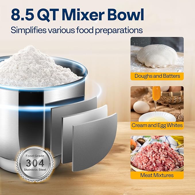 VIVOHOME 6 in 1 Multifunctional Stand Mixer with 3 in 1 Multifunctional Stand Mixer