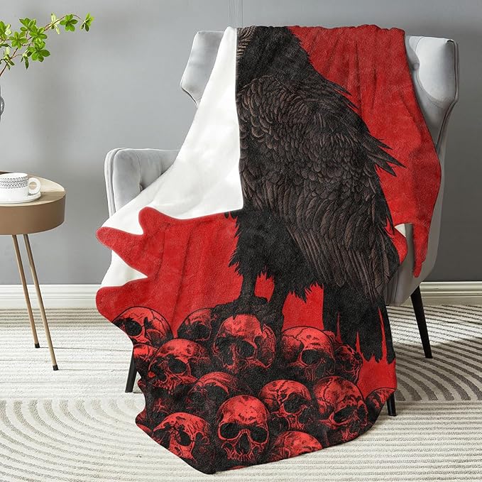 Funny Vulture Skull Plush Throw Blanket - Soft, Comfy, Lightweight, Warm, and Fuzzy - Ideal Gift for Men and Boys - Perfect for Couch, Bedroom, Travel, Bed - 80x60 inches