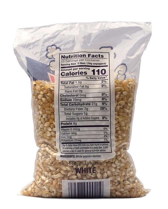Snappy White Popcorn Kernels for Popping with Popcorn Machine, Air Popper or Stove Top, 2 lb Bags, 4 Pack