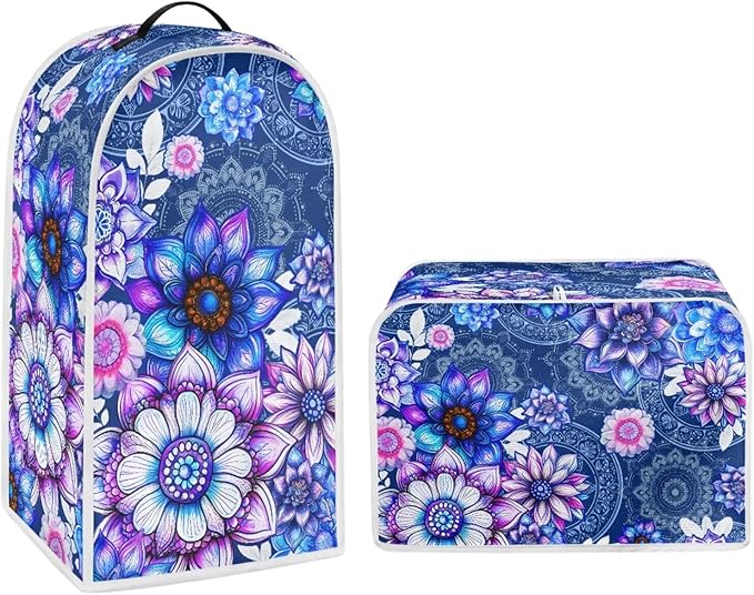 Bright Blossoms Toaster and Blender Cover Set Boho Mandala Floral Small Appliance Cover Kitchen Accessories Size M