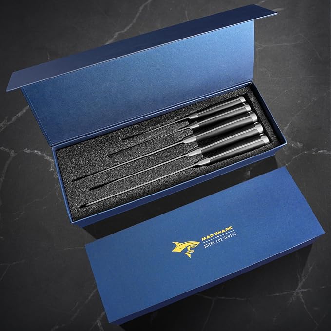 MAD SHARK Kitchen Knife Set, Ultra Sharp Chef Knife Set with Ergonomic Handle, High Carbon Stainless Steel Knives Set for Kitchen, 5 Piece Cooking Knives Sets with Gift Box