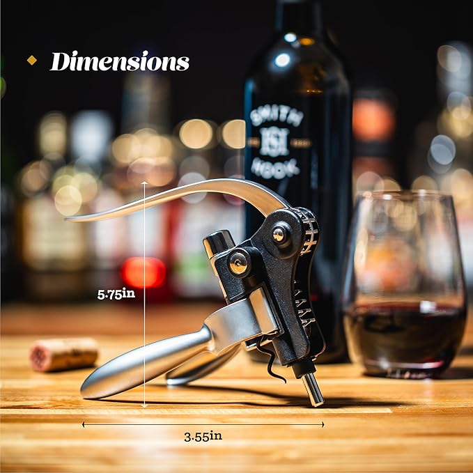 Wine Bottle Opener Set with Accessories Matte Silver in Wood Box, Aerator, Extra Screws, Foil Cutter, Pourer, Vaccu Stopper, Winged Wine Opener, Rabbit Red Wine Corkscrew Set (Matte Silver)