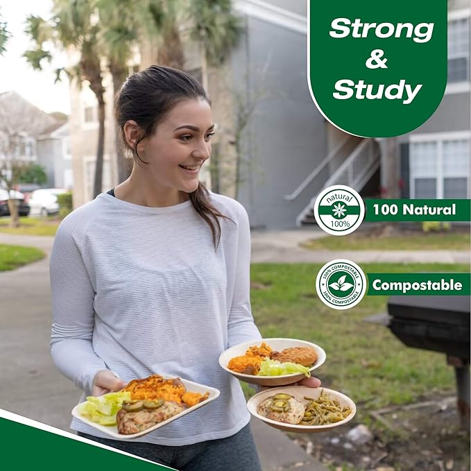 Raj Disposable Palm Leaf Bulk Bowls (400 Count, 4" Bowls) Strong Bowl Like Bamboo Party Bowl - Decorative Compostable Tableware for Lunch, Dinner, Birthday, Camping, Outdoor, BBQ, Picnic