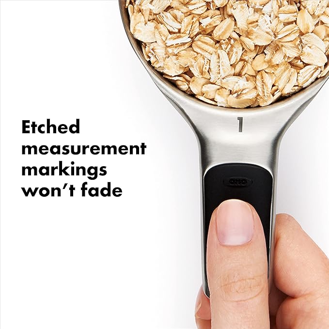 OXO Good Grips 11-Pound Stainless Steel Food Scale with Pull-Out Display & Good Grips 8 Piece Stainless Steel Measuring Cups and Spoons Set