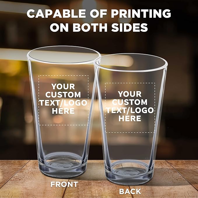Custom Libbey Pint Glass 16 oz. Set of 50, Personalized Bulk Pack - Beer Glasses, Heavy Duty Drinkware - Clear