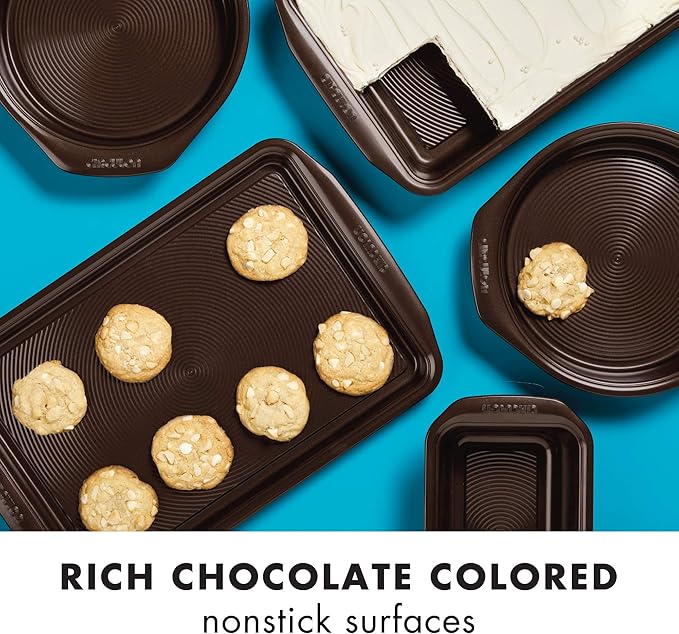 Circulon 47110 Nonstick Bakeware Set with Cookie and Cake Pans 3 Piece Chocolate