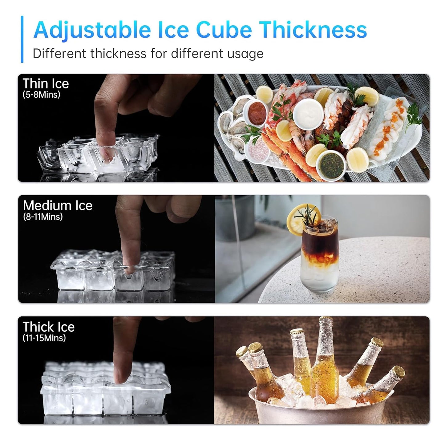 Commercial Ice Maker Machine, 500 lbs /24 h, 330 lbs Storage Bin, Stainless Steel, Automatic Cleaning, Blue Ray, Perfect for Bar or Business, Includes Ice Shovel, Connection Hose