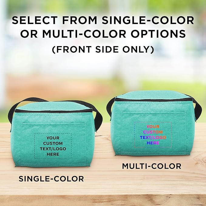 Custom Insulated Cooler Lunch Bag Set of 10, Personalized Bulk Pack - Perfect for Work, Travel, Outdoor Events - Mint