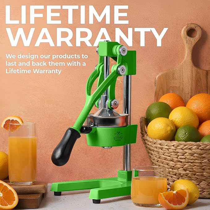 Zulay Kitchen Cast Iron Juicer - Heavy Duty Manual Juicer with Detachable Strainers for Easy Cleaning, Orange Juice Press for Citrus Fruits, Perfect for Bartenders, Juice Lovers & Health Enthusiasts