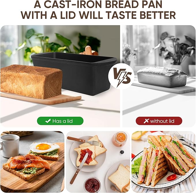 Cast Iron Bread Pan 13x5 Inch Loaf Pan, Cast Iron Baking Pan for Sourdough and Sandwich Bread Loaves