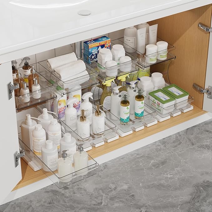 Attelite Makeup Organizer 2-Tier Makeup Storage Cosmetics Organizer with 180° Rotating Design Sturdy durable Versatile Perfume Vanity Organizer for Countertops, Bathrooms, Office Supplies 4PACK