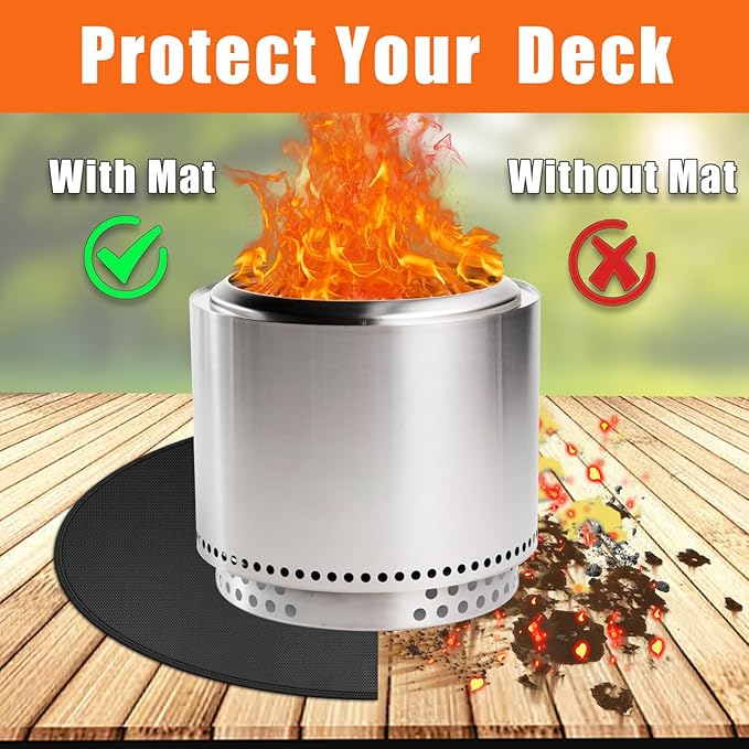 Round Fire Pit Mat Compatible with Solo Stove Bonfire, Accessories Compatible with Solo Stove, 3-Layer Fireproof Esay to Clean Grill Matt for Outdoor Grill Deck Protector, 59in