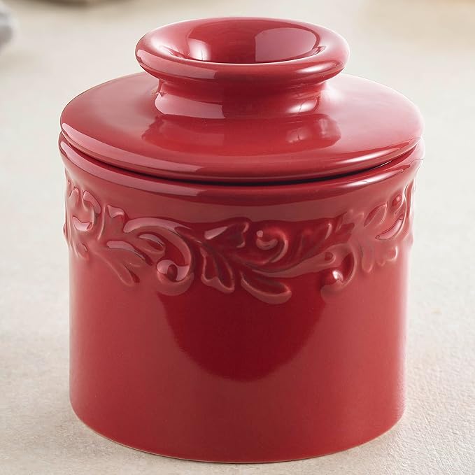 Butter Bell - The Original Butter Bell crock by L Tremain, a Countertop French Ceramic Butter Dish Keeper for Spreadable Butter, Antique Collection, Emerald