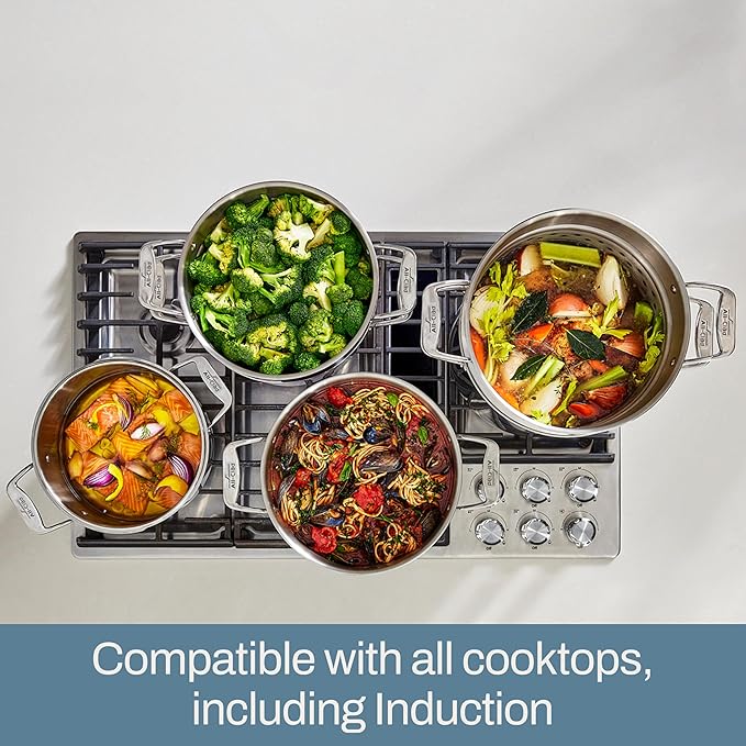 All-Clad Simply Strain Stainless Steel Multipot with Straining Lid, 6-Quart, Induction, Oven Broiler Safe 600F, Strainer, Pasta Strainer with Handle, Steamer Pot, Cookware, Home, Pots and Pans, Silver