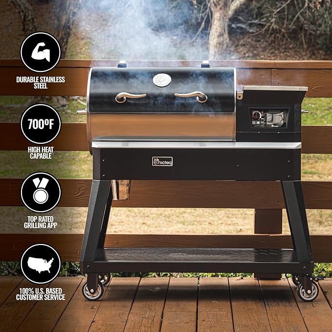 recteq Patio Legend 400 Pellet Smoker Grill, Pellet Grill with Wifi & App Connectivity, Outdoor Smokers Grills, Temp Range 180° to 700+°, Searing Essentials Bundle