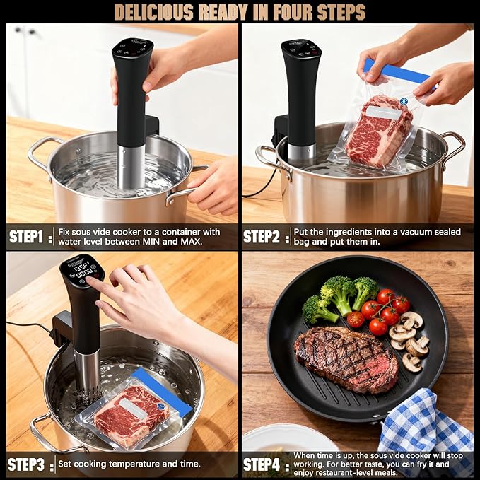 CATTLEMAN Sous Vide Cooker, Wine Chiller, 1000W, Immersion Circulator Sous Vide Machine, Suvee Cooker with Accurate Temperature & Timer, Fast Heating, Cookbook, Easy to Store, Home Kitchen Use