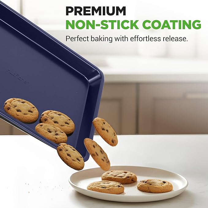 NutriChef 6-Piece Nonstick Baking Pans - Carbon Steel Non toxic Bakeware set with Cookie Sheets, Muffin, Loaf, Round & Square Pan - Restaurant Quality Baking Tray, Easy Clean, Dishwasher & Oven Safe