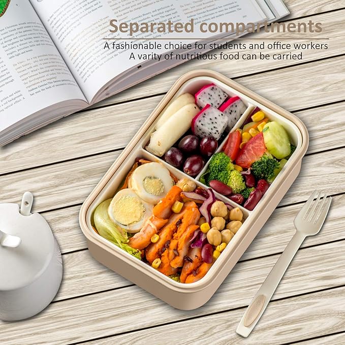 LOVINA Bento Box for Adults and Kids - 1400ML Portable, Lightweight, Easy to Carry Meal Holder with Spoon & Fork, Durable, Leak-Proof, BPA-Free and Food-Safe Materials