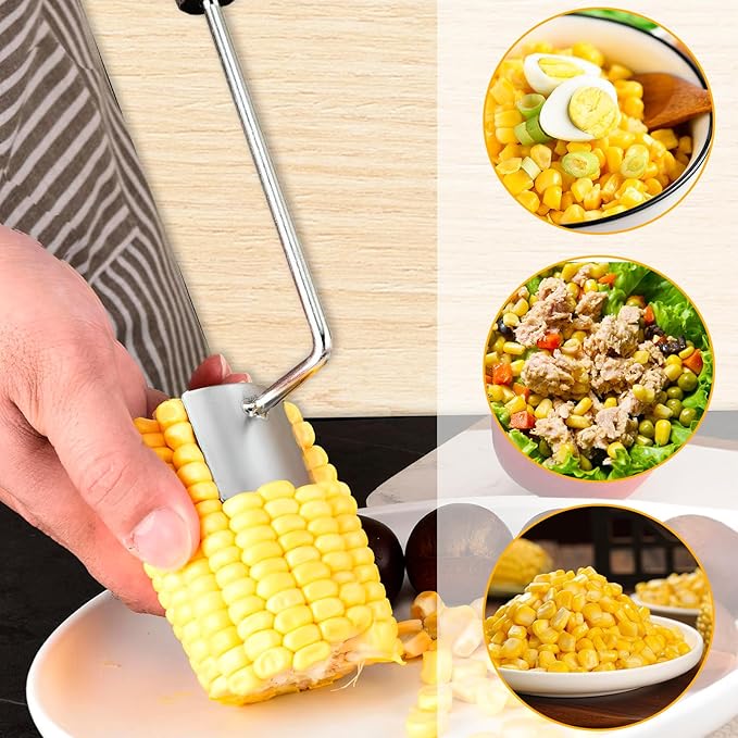 AphohomeCorn Peeler for Corn on the Cob, 2PCS Long Handle Stainless Steel Corn Stripping Tool, Quick Corn Cob Stripper Tool, Easy-to-Use Corn Cutter, Ideal for Kitchen, Salads & Tacos, 9.8×1.57×1.06in