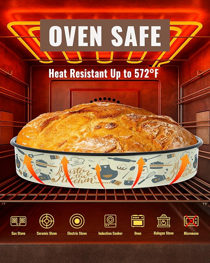 Round Baking Pan Enamel Roasting Dish 4-Pack 9/10/12/14 Inches Non Stick High Temperature Resistance Cookware for Cake Pie Pizza & Meat, Oven Dishwasher Safe Mother Day Gift Bakeware Set