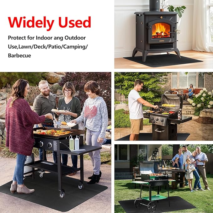 Large 65 x 48 inches Under Grill Mats for Outdoor Grill, Fireproof Mats for Under Reusable Oil-Proof Waterproof BBQ Pad for Deck Patio Grass Outdoor Indoor Grill Solo Stove Accessories