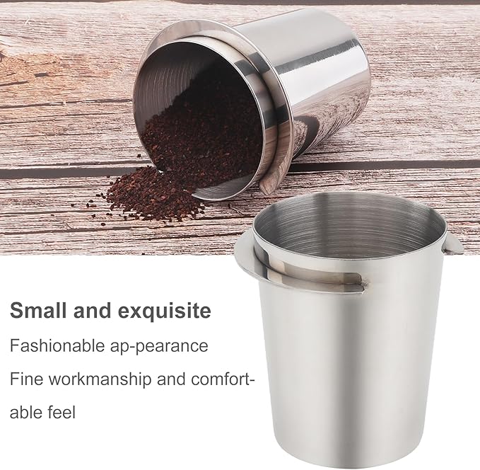 2Pcs 58mm Dosing Cup, Stainless Steel Espresso coffee Dosing Cup Espresso coffee Machine Accessories, Coffee Powder Feeder Part coffee Grinder Powder cup Compatible (2, Silver, 58mm)