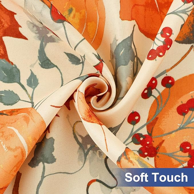 homing Rectangle Table Cloth Cover, Waterproof Polyester Elastic Fitted Tablecloth, Fits for 6 Foot Folding Tables, Washable Table Protector for Fall, Thanksgiving (Pumpkin Vine, 30" x 72")