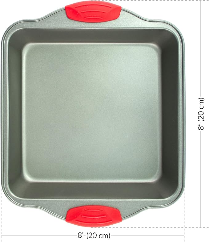 Boxiki Kitchen Duo: Non-Stick Steel Jumbo 6-Cup Muffin Pan with Silicone Handles & Reusable Liners + Non-Stick Steel 8x8 Square Baking Pan.