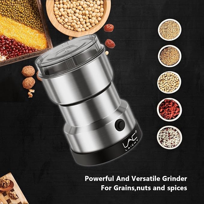 Coffee Grinder Electric & Spice Grinder, 150W Fast Grinding with Stainless Steel Blades | for Coffee Beans, Spices, Seeds, Herbs | Dry Food Mill | Mini Kitchen Grinder (Handheld)