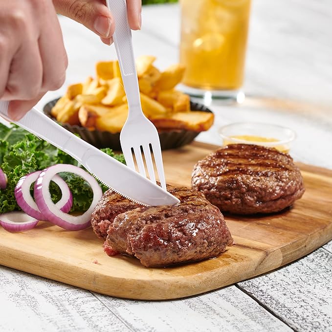Comfy Package [500 Count Heavy Duty White Plastic Knives, Extra Heavyweight Disposable Knives Perfect for Restaurants, Parties, and Dinner