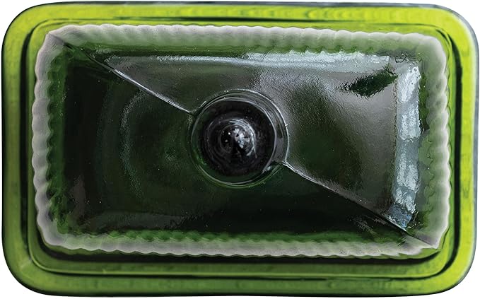 Creative Co-Op Pressed Glass Butter Dish, Green