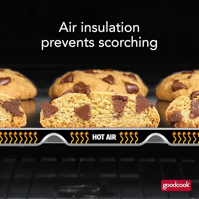 GoodCook AirPerfect Nonstick Air Insulated Cookie Sheet, 14" x 12", No Burning, Gray (Pack of 6)