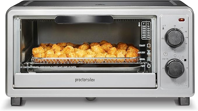 Proctor Silex Simply-Crisp Air Fryer Toaster Oven Combo with 4-in-1 Functionality (Air Fry, Bake, Broil & Toast), 1200 Watts, Fits 4 Slices or Personal Pizza, Auto Shutoff, Black (31265)