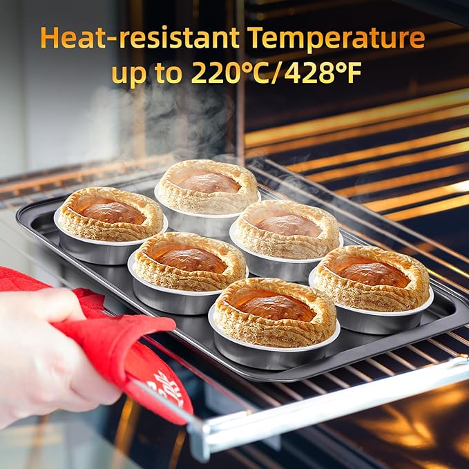 Beasea Mini Pie Tins with Lids, 20 Pack 4 Inch 8oz Disposable Creme Brulee Ramekins Silver Mini Small Aluminum Foil Pie Tart Cake Baking Pans Individual Round Containers Oven Safe for Baking