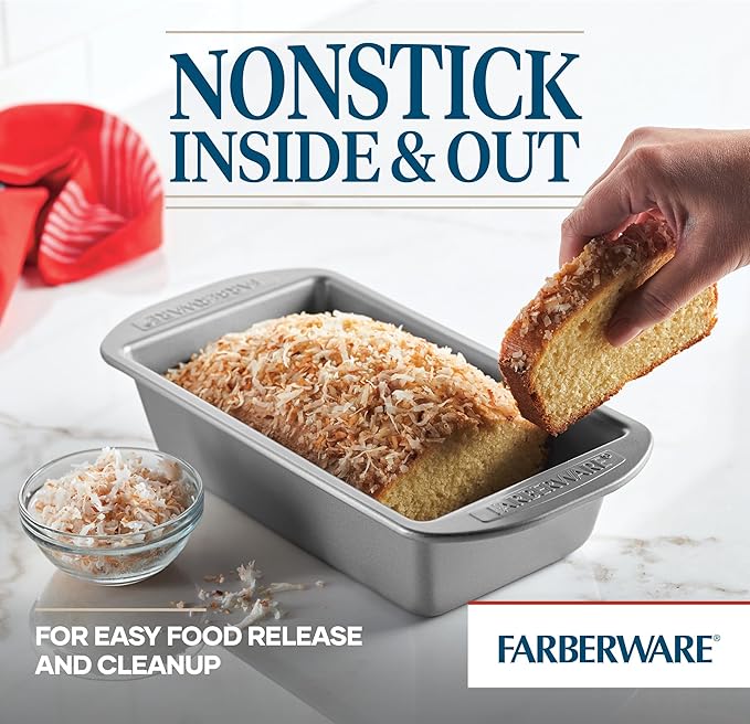 Farberware Nonstick Bakeware 9-Inch x 5-Inch Loaf Pan, Gray