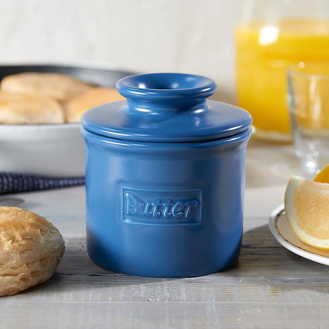 Butter Bell - The Original Butter Bell Crock by L. Tremain, French Ceramic Butter Dish, Café Matte Collection, Navy Matte