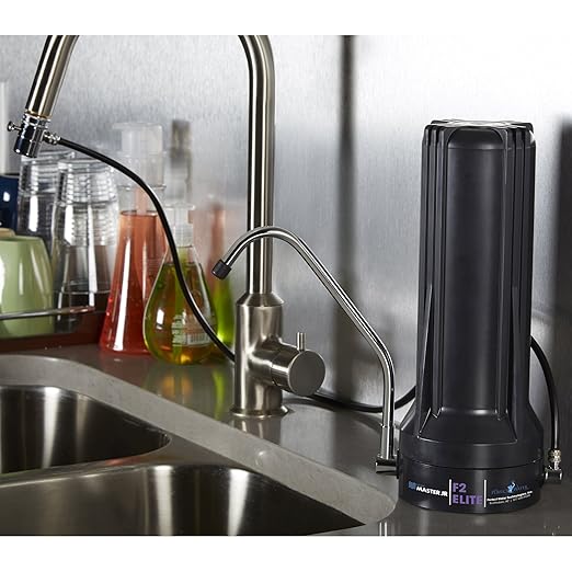 Home Master TMJRF2E Jr F2 Elite 5-stage Sinktop Water Filter System, 500 gallon replaceable, Filters Fluoride Chloramine Chlorine Chemicals Aluminum Lead Mercury Pesticides and more up to 93%