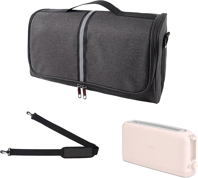 Bella Travel Toaster Carry Bag for 2 Slice, Portable Kitchen Appliance Cover with Strap, Dustproof Protective Storage Case - Dark Gray