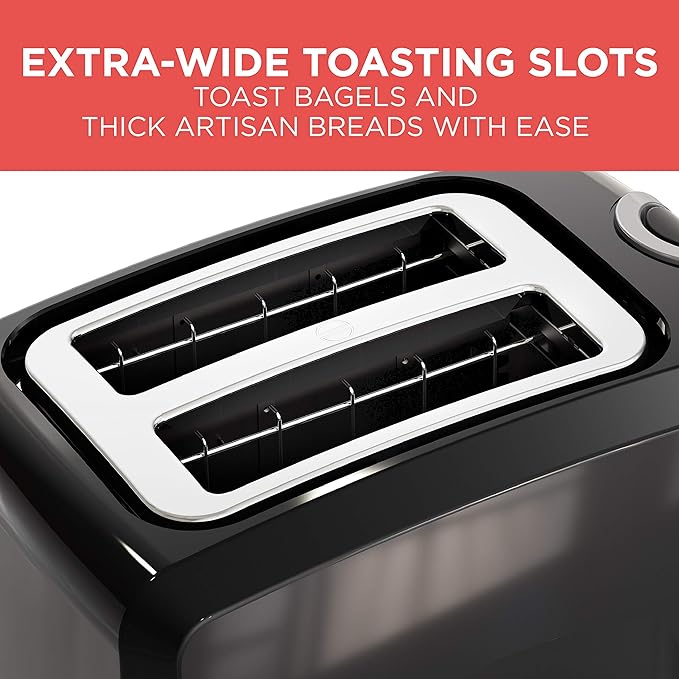 BLACK+DECKER 2-Slice Toaster, T2569B, Extra Wide Slots, 6 Shade Settings, 850 Watts, Crub Tray & Belgian Waffle Maker, Stainless Steel, WMB500,Silver