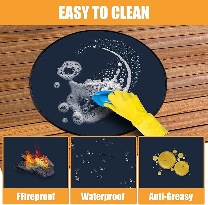 Round Fire Pit Mat Compatible with Solo Stove Mesa Accessories, Fire Proof Mat Compatible with Solo Stove Mesa Table Mat Under Fire Pit,Small Under Grill Mats for Outdoor Grill Table Top Protection