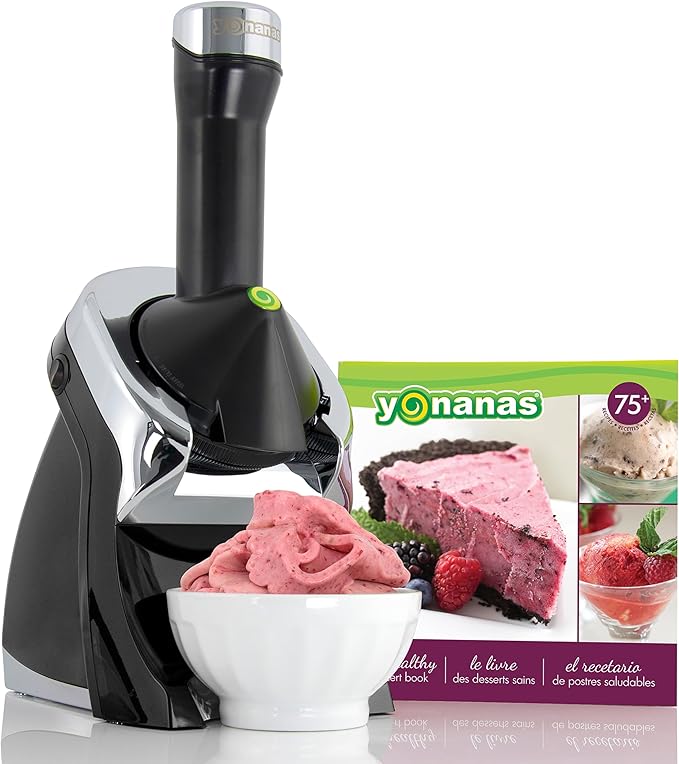 Yonanas 988BK Deluxe Vegan, Dairy-Free Frozen Fruit Soft Serve Maker, Includes 75 Recipes, 200 W, Black