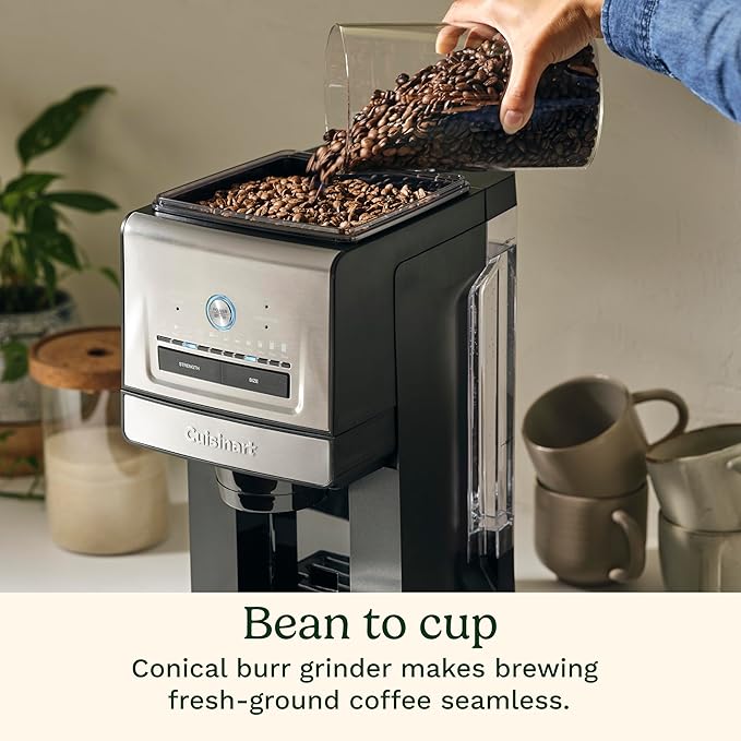 Cuisinart Coffee Maker, Grind and Brew Single Serve Coffee Maker, 6 Cup Sizes, Built-in Stainless Steel Burr Mill, Adjustable Strength, Grind Control and Over Ice Feature, Easy Cleaning, DGB-30