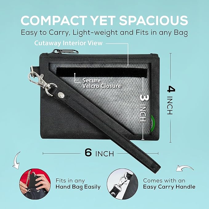 Small Smell Proof Bag 6" x 4", Smell Proof Container, Dog Tested Odor resistant Bag, Best Zipper Odor sealing Pouch Herbs and coffee, Money Organizer & Travel Medicine Bag, Scent resistent Containers