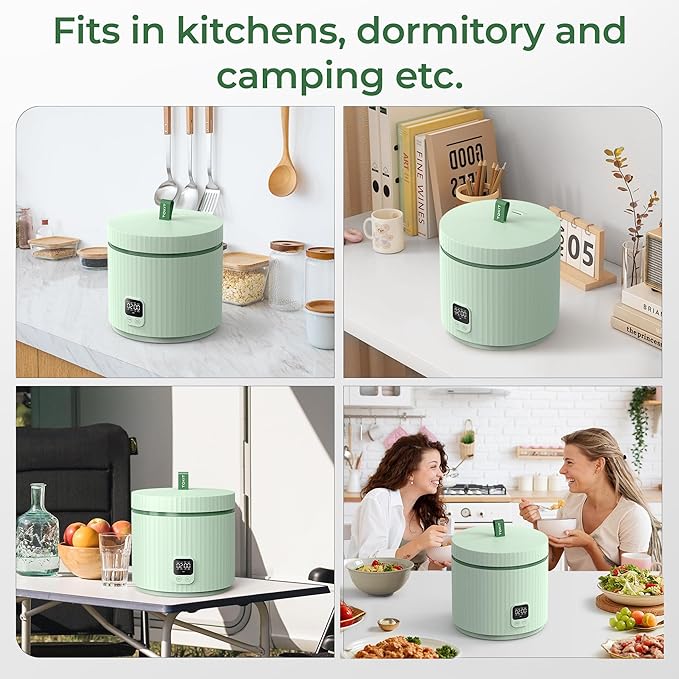 Compact Mini Rice Cooker Small Kitchen 3-Cup (Uncooked) / 6-Cup (Cooked), Non Stick Ceramic Inner Pot Rice Maker, 24H Timer Delay, Auto Keep Warm, 8 Functions Multicooker For Brown Rice, Steam, Soup