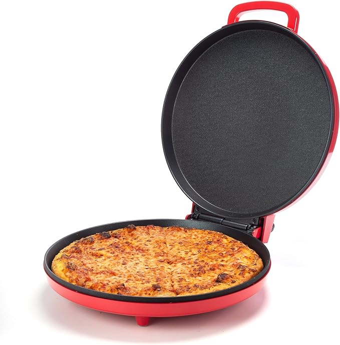 Zenith Versa Grill Non-Stick Pizza Maker Machine For Home, Calzone Maker, Pizza Oven Converts to Electric indoor Grill, Red